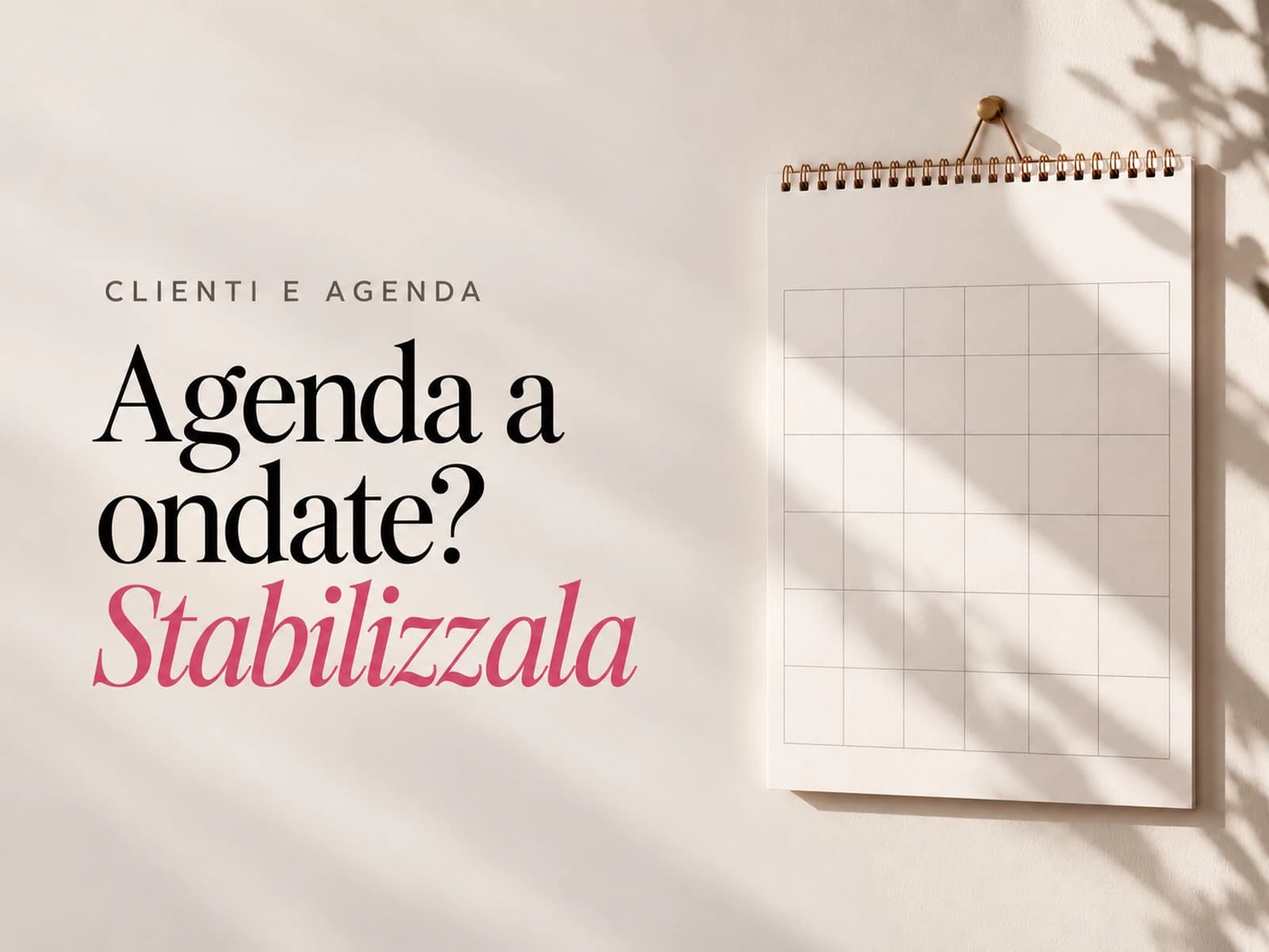 Copertina: agenda massaggiatrice mesi vuoti
